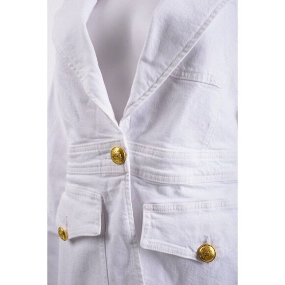 ALC Womens Amelia White Denim Jean Blazer Jacket Sz 00 Gold Buttons NWT - Picture 4 of 6